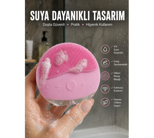 Profesyonel Yüz Temizleme Masaj Aleti Su Geçirmez, Kablosuz Şarj Özellikli Kolay Temizlenebilir Yeni Nesil