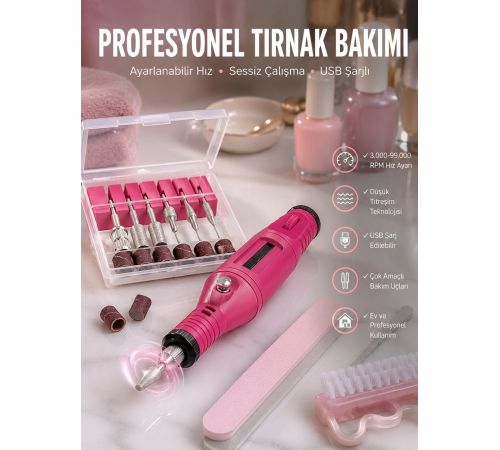 Protez Tırnak Manikür ve Pedikür Seti Elektrikli