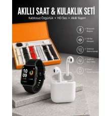 7 Kordonlu Akıllı Saat Ve 2.Nesil Kulaklık Yüksek Ses Kaliteli Uzun Pil Ömrü