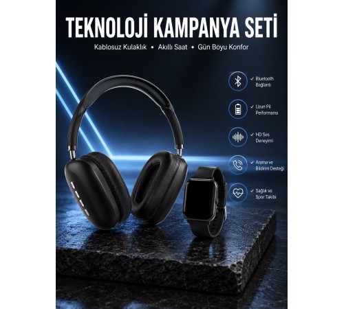 Boyun Bantlı Kulaklık ve 7 Kordonlu Yeni Nesil Akıllı Saat Kampanyası Yüksek Ses Kaliteli