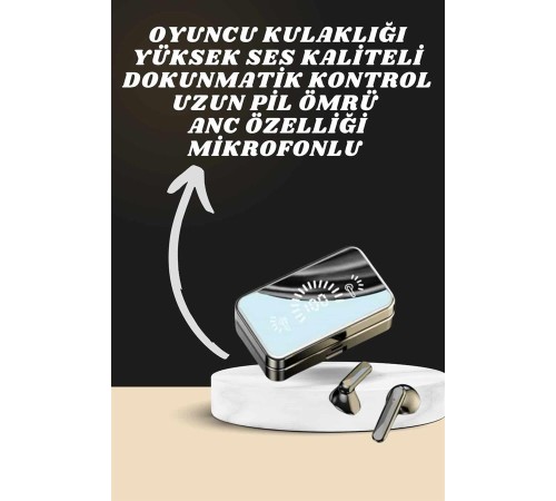 Aynalı Bluetooth Kulaklık ve 7 Kordonlu Akıllı Saat Dijital Göstergeli Uzun Pil Ömrü