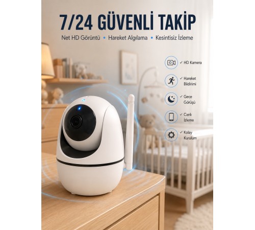 Akıllı Güvenlik Kamerası HD Görüntü Kalitesi Hareket Algılama Wifi Kamera Yeni Nesil