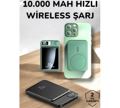 iOS Uyumlu 22.5W Hızlı Şarj Magsafe Powerbank Dijital Göstergeli 10.000 mAh
