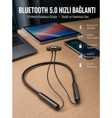 Dijital Göstergeli Kulak İçi Kablosuz Bluetooth Kulaklık Boyun Bantlı Yeni Nesil