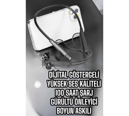 Boyun Bantlı Bluetooth Kulaklık Yüksek Ses Kaliteli 100 Saat Kulaklık