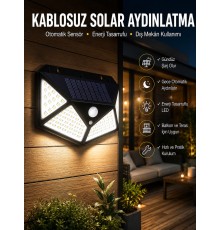 Güneş Enerjili Bahçe Aydınlatma Lambası Solar 100 Led Lamba