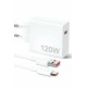120W Şarj Aleti Hızlı Çift Turbo Şarj Aleti Seti Beyaz