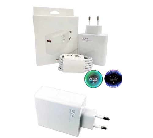 120 Watt Turbo Hızlı Şarj Aleti Seti Hızlı Şarj Adaptörü Beyaz