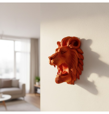 Özel Tasarım 3D Aslan Figürü Duvar Süsü Dekoratif Heykel 20x21 cm