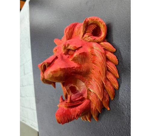 Gold Kırmızı Aslan Duvar Dekoru Asılabilir Hediyelik 3D Heykel 20x21 cm