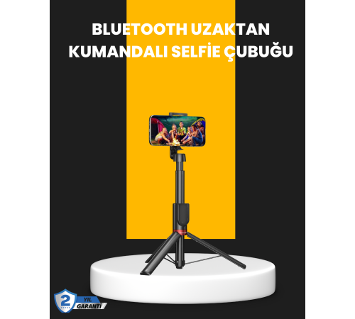 Tripodlu Selfie Çubuğu Uzaktan Kumandalı Canlı Yayın Uyumlu