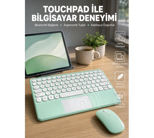 Profesyonel Wifi Q Klavye Bluetooth Klavye Touchpad 10.8 Inç Yeni Nesil