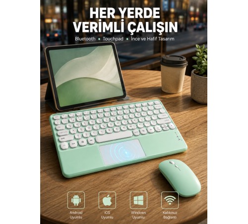 Bluetooth Touchpad Klavye Ultra İnce Taşınabilir Q Klavye Yeni Nesil