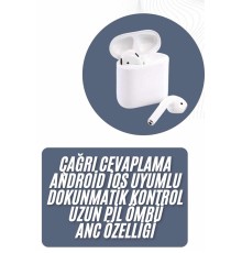 2025 Model Çağrı Cevaplayabilen Bluetooth Kulaklık Beyaz Dokunmatik Kontrol