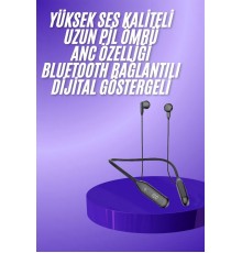 60 Saat Kablolu Boyun Askılı Dijital Göstergeli Bluetooth Kulaklığı