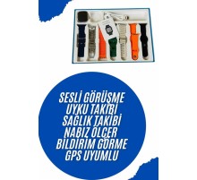 Akıllı Saat 7 Kordon Hediyeli Takvim Alarm Nabız Ölçer Bildirim Görme Sesli Görüşme