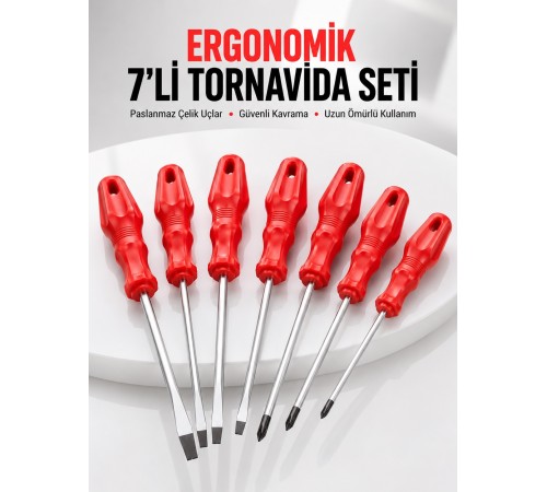 7li Tornavida Seti Düz ve Yıldız Uçlu Çok Amaçlı Kullanım