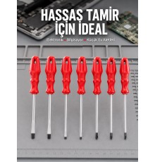 Düz ve Yıldız Başlıklı 7li Tornavida Seti Ergonomik Tutma