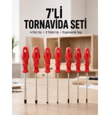 Ev ve Atölye Kullanımına Uygun 7 Parça Tornavida Seti