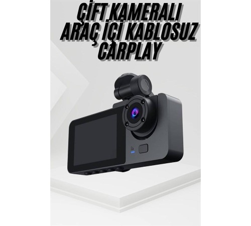 3 Kameralı 2 İnç 1080P Araç İçi Kamera Sürüş Kamerası CarPlay