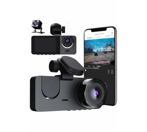 3 Kameralı 2 İnç 1080P Araç İçi Kamera Sürüş Kamerası CarPlay