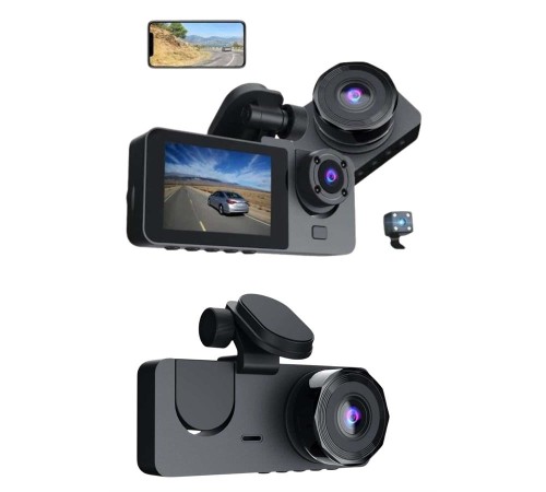 3 Kameralı 2 İnç 1080P Araç İçi Kamera Sürüş Kamerası CarPlay