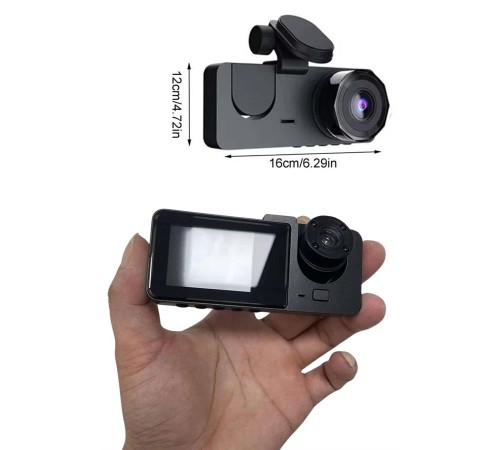 Araç İçi Dikiz Kamerası Sürüş Kaydedici 3 Lensli DVR Kamera