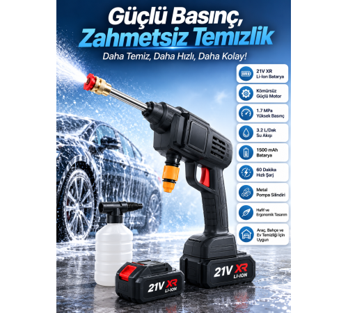 Bahçe Sulama Tabancası Makinesi Yüksek Basınçlı Akülü Yıkama Makinesi