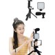 Tripod Telefon Tutucu Kumandalı Mikrofon Led Işık Vlog Video Kayıt