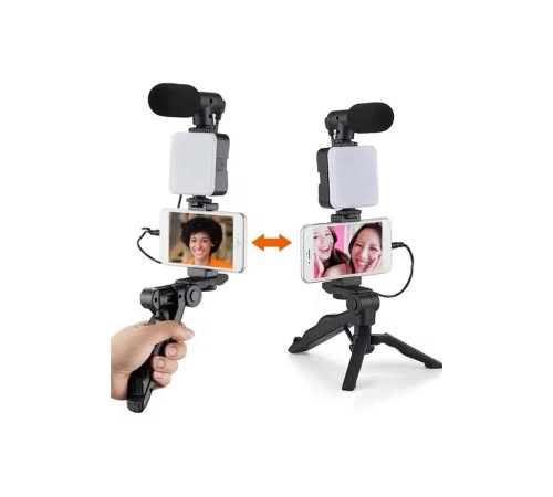 Telefon Tutucu Mikrofonlu Işıklı Youtuber Video Kayıt