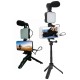 Telefon Tutucu Led Işıklı Kumandalı Mikrofon Telefon Vlog Video Kayıt