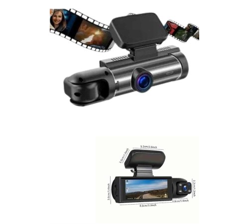 Araç İçi Full Hd Kamera Ön ve Arka Kameralı Ekranlı Araç Kamerası