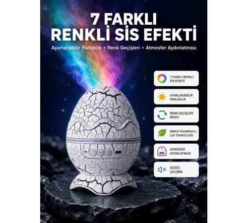 Bluetooth Hoparlör Özellikli 7 Renkli Gece Aydınlatması
