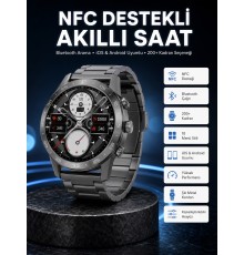 Akıllı Saat Çelik Kordon Çağrı Cevaplama Amoled Ekran Titreşimli Uyku ve Sağlık Takibi