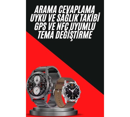 Erkeklere Özel Akıllı Saat Çelik Kordon Bluetooth Bağlantılı İOS ve Android Uyumlu