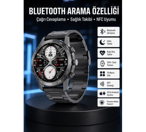Çağrı Cevaplama Sesli Asistan Çoklu Dil Desteği 5.0 Bluetooth Akıllı Saat