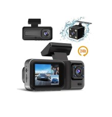 1080P 3 Lensli WİFİ Araç İçi Kameralı Ekran DVR Kaydedici Gece Görüşlü