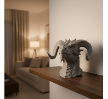 3D Ejderha Başı Heykeli Koleksiyonluk Dekoratif Figür 22x17 cm
