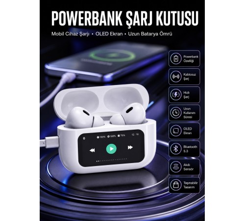 Kulak İçi Bluetooth Kulaklık Ekranlı Müzik Dinleme Çağrı Cevaplama Siyah Yeni Nesil
