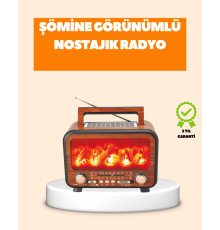 Şömine Alev Işıklı Solar Bluetooth Hoparlör – 7W Güçlü Ses, FM Radyo