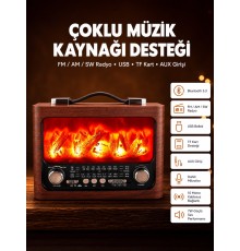 Solar Panelli Alev Işıklı Bluetooth Hoparlör – Çoklu Giriş, Uzun Pil Ömrü