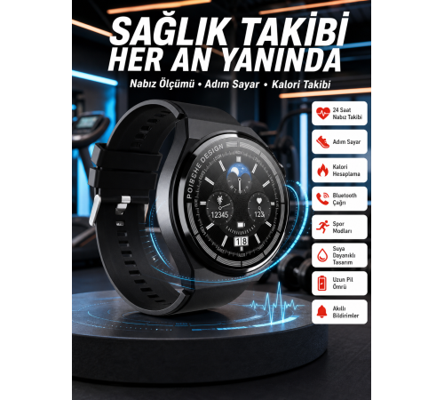En Çok Tercih Edilen Akıllı Saat Amoled Ekran Nabız Sensörü GPS Uyumlu Adımsayar