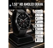 Amoled Ekran 3 Kordonlu Akıllı Saat 5.0 Bluetooth Bağlantılı Android ve İOS Uyumlu