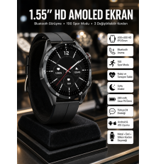 Amoled Ekran 3 Kordonlu Akıllı Saat 5.0 Bluetooth Bağlantılı Android ve İOS Uyumlu