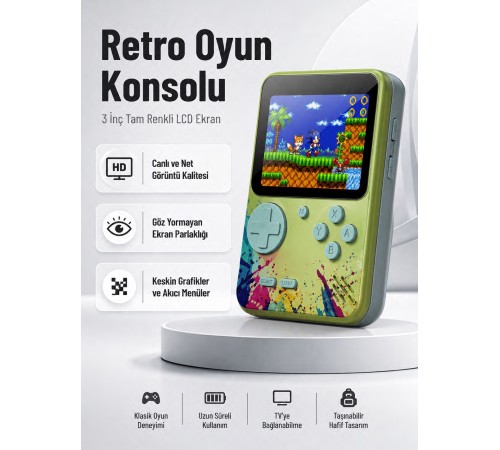 3 İnç Renkli Ekranlı Taşınabilir El Konsolu – G5 Modeli