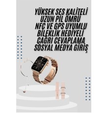 Akıllı Saat 3 Kordonlu Ve Aksesuarlı Bayanlar Için Şık Rose renk