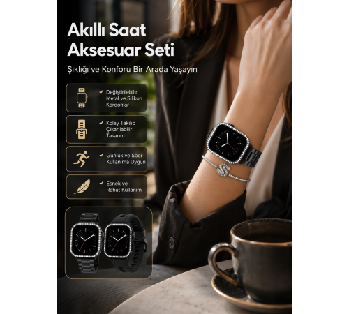 Günlük Kullanıma Uygun Akıllı Saat Aksesuar Paketi Yeni Nesil