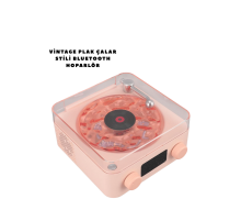 Retro Bluetooth Hoparlör PEMBE