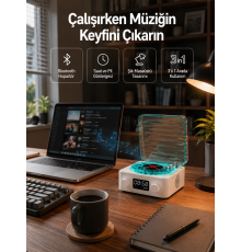 Dekoratif Gece Işıklı Bluetooth Hoparlör – Zaman ve Pil Ekranlı