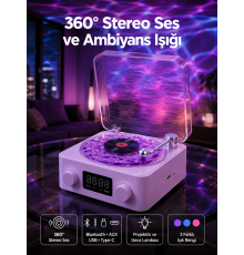 Retro Pikap Tasarımlı Bluetooth Hoparlör – Projektörlü Şarjlı Lamba